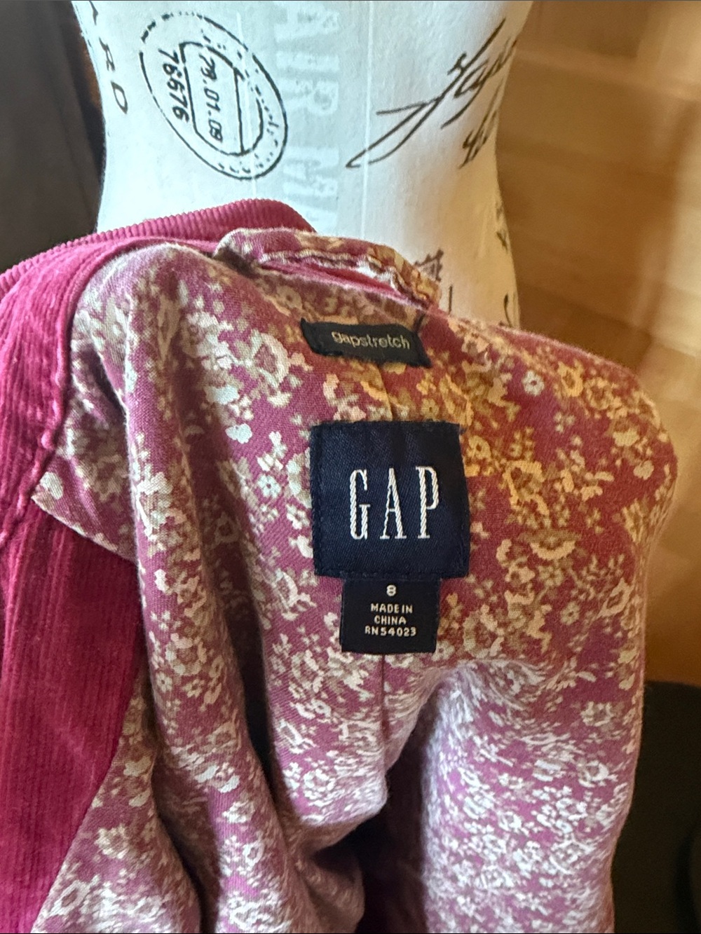 GAP Raspberry Pink Corduroy Button Jacket - Picture 2 of 4